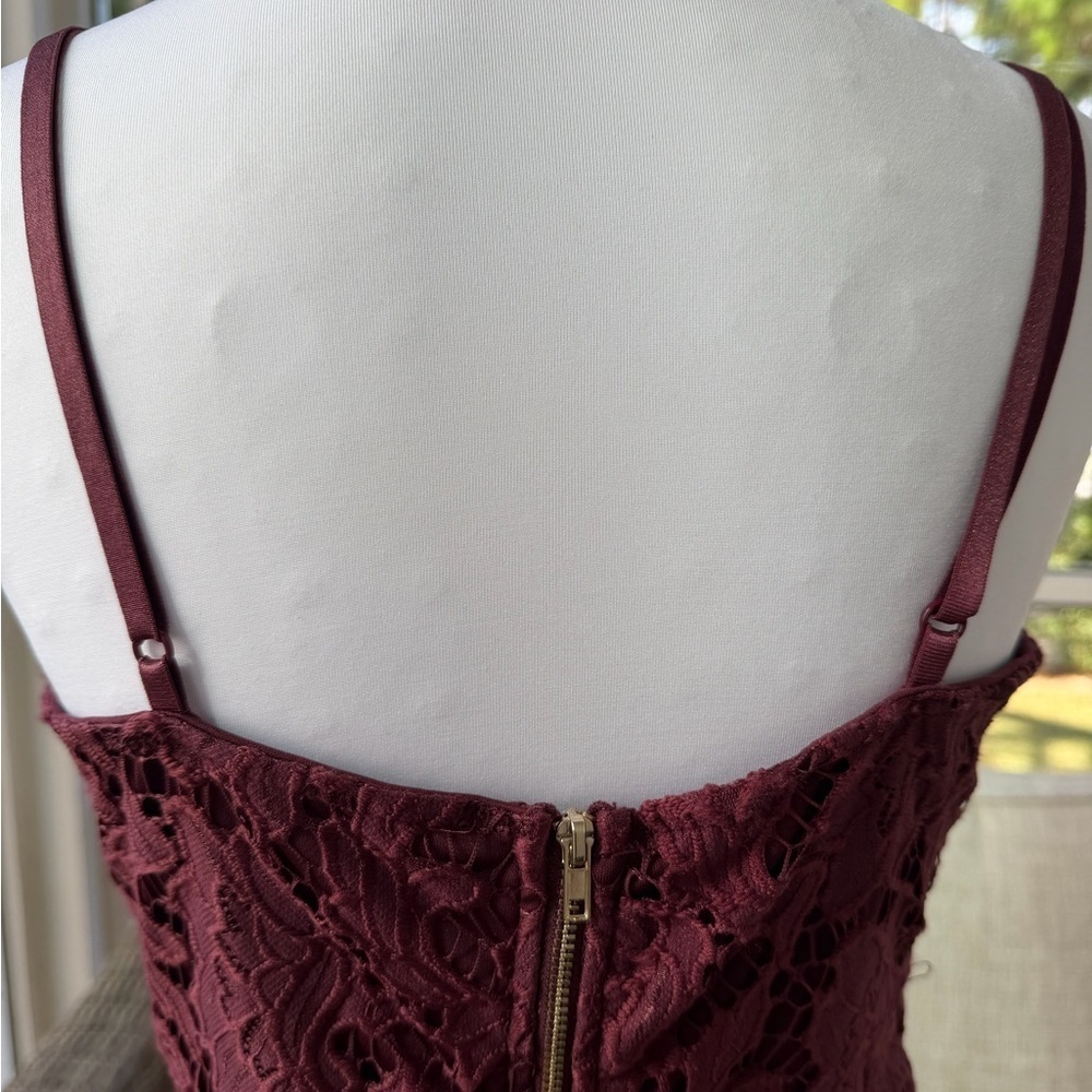 Charlotte Russe Burgundy Lace Mini Dress- Size M - Picture 5 of 7